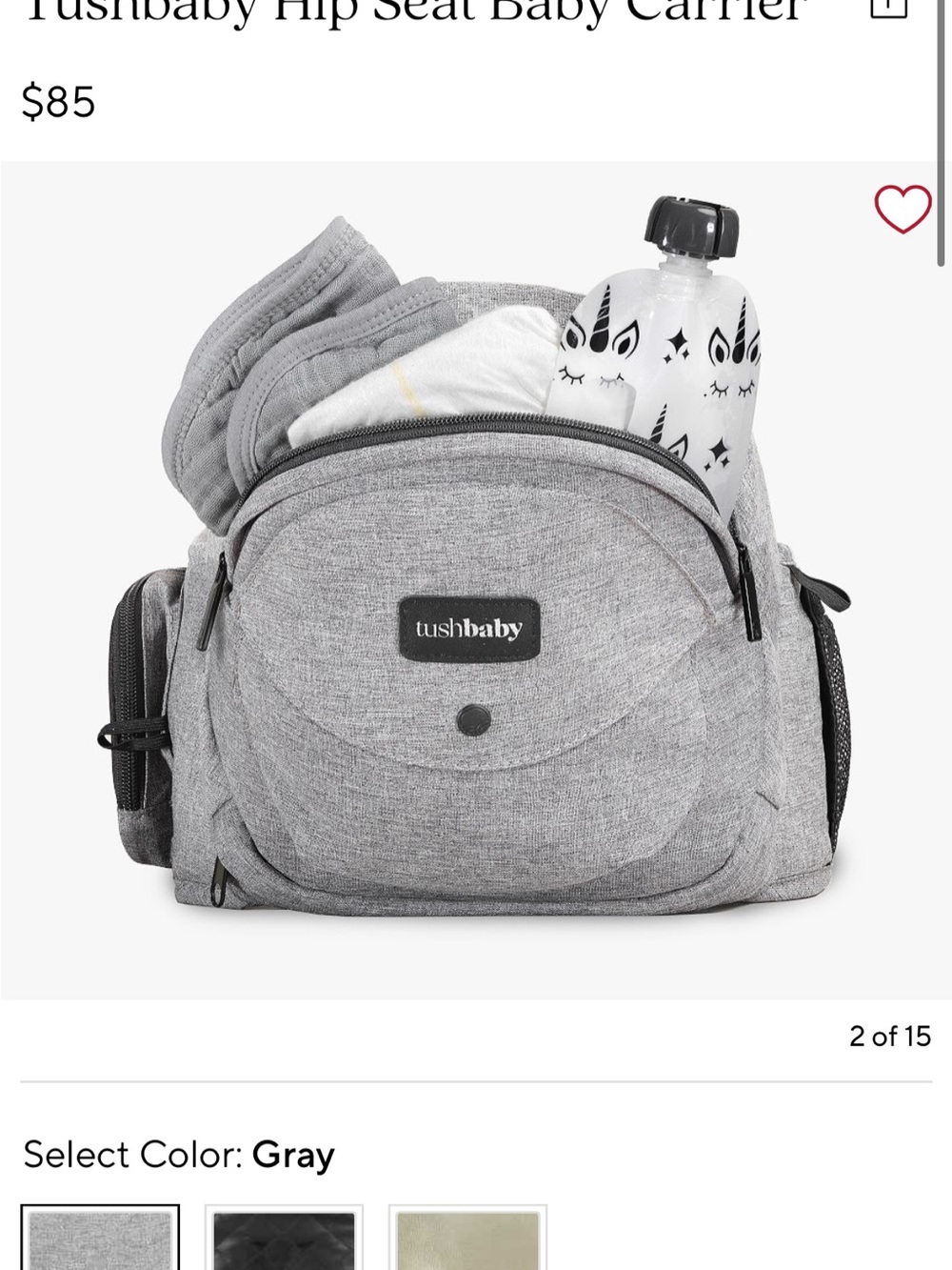tushbaby Gray Kids Toiletry Bag Organizer